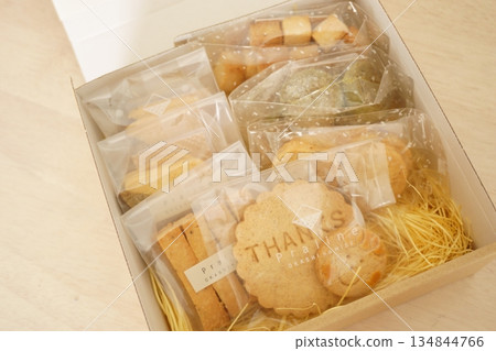 Cookies of various shapes in a box Cookies of various shapes in a box 134844766
