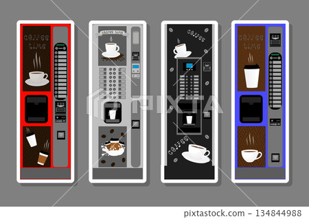 big colored set different types coffee machine 134844988