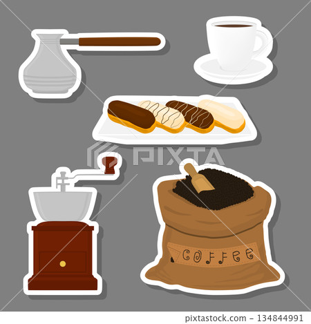 Illustration icon on theme big colored set different types maker sack 134844991