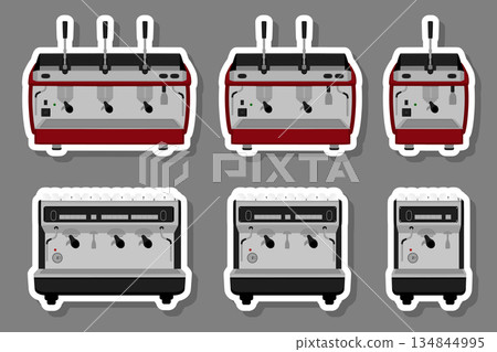 Illustration on theme big colored set different types coffee machine 134844995