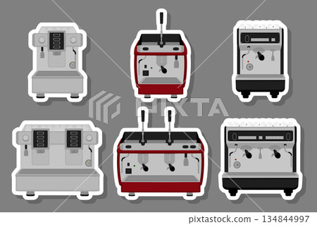 Illustration on theme big colored set different types coffee machine 134844997