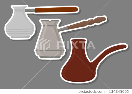 big colored set different types eastern copper coffee cezves 134845005