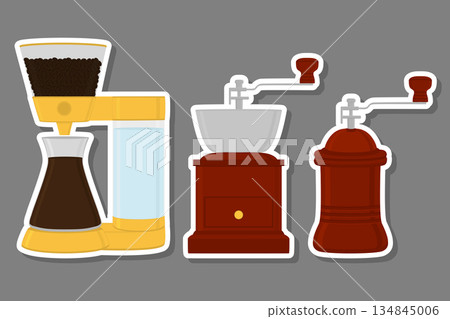 big colored set different types wooden coffee mill 134845006