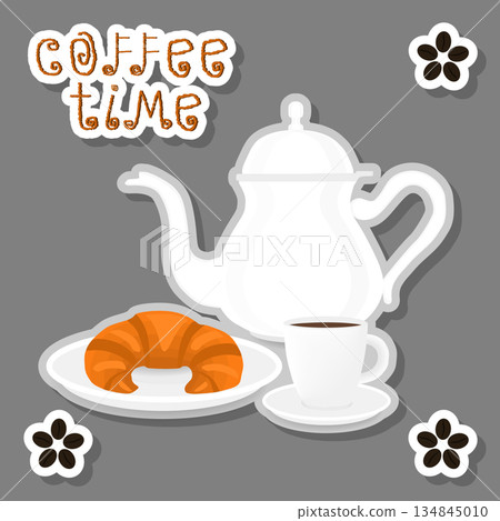 Vector illustration logo for white ceramic cup of hot coffee 134845010