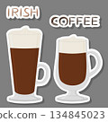 Illustration on theme for cream cocktail Irish coffee in glass cup with foam 134845023