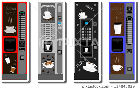 big colored set different types coffee machine 134845029