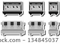 big colored set different types coffee machine 134845037