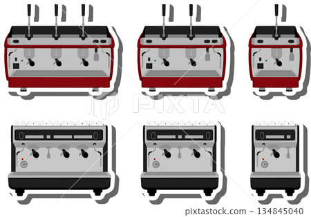 big colored set different types coffee machine 134845040