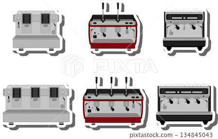 big colored set different types coffee machine big colored set different types coffee machine 134845043