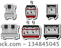 big colored set different types coffee machine 134845045