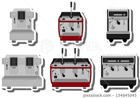 big colored set different types coffee machine big colored set different types coffee machine 134845045