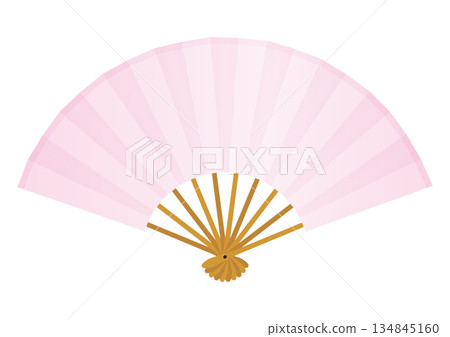 粉紅色扇子向量圖 134845160