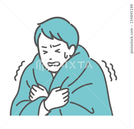 圖：一個男人因寒冷而瑟瑟發抖 134845199