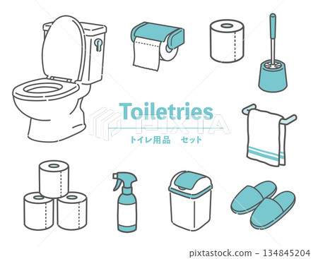 廁所用品和清潔設備插圖集 廁所用品和清潔設備插圖集 134845204
