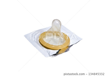 Discloses a package with a condom Discloses a package with a condom 134845332