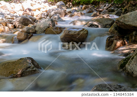 View of Ichinomata's mountain stream from the Yarisawa hiking trail (slow shutter) Climbing Mt. Yari 134845384
