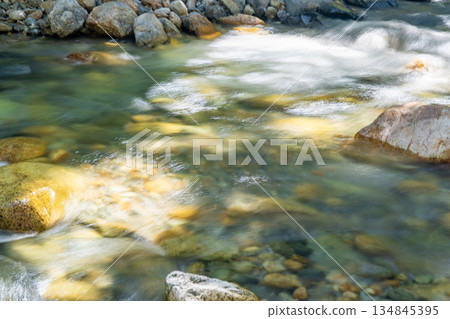 The stream of the Yarisawa (Azusa River) seen from the Yarisawa hiking trail (slow shutter) Mt. Yari climbing The stream of the Yarisawa (Azusa River) seen from the Yarisawa hiking trail (slow shutter) Mt. Yari climbing 134845395