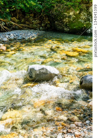 The stream of the Yarisawa (Azusa River) seen from the Yarisawa hiking trail. Climbing Mt. Yari 134845399