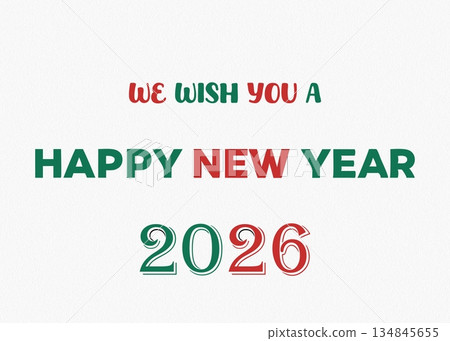 Festive Happy New Year 2026 greeting card design vector illustration 134845655