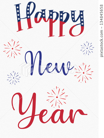 Festive Happy New Year patriotic greeting card design celebration background 134845658