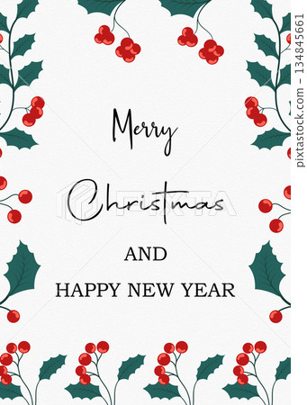Festive Merry Christmas and Happy New Year Holiday Greeting Card Festive Merry Christmas and Happy New Year Holiday Greeting Card 134845661