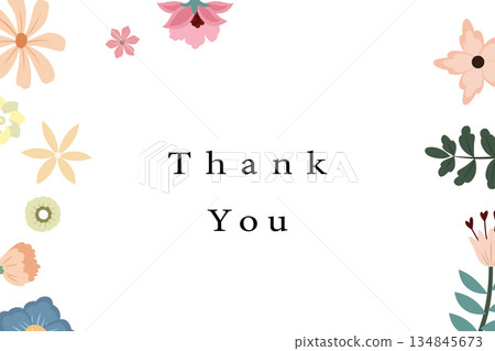 Thank You Floral Card with Pastel Flowers Border Design Thank You Floral Card with Pastel Flowers Border Design 134845673