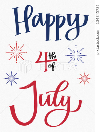 Happy Fourth of July Celebration Graphic with Fireworks and Typography 134845725