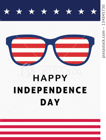 Patriotic Independence Day celebration with American flag glasses and stars 134845730