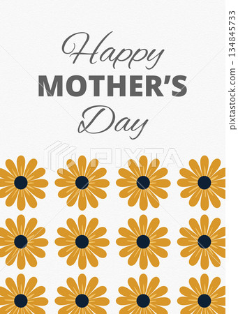 Happy Mothers Day celebration card with golden sunflowers on white background 134845733
