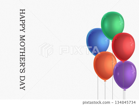 Happy Mothers Day celebration with vibrant colorful balloons on white background 134845734
