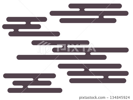 日式雲紋細線輪廓抽象圖案背景 | 日本繪畫與浮世繪風格設計素材 134845924