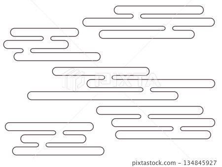 Japanese-style cloud pattern thin line outline abstract pattern background | Japanese painting and ukiyo-e style design material Japanese-style cloud pattern thin line outline abstract pattern background | Japanese painting and ukiyo-e style design material 134845927