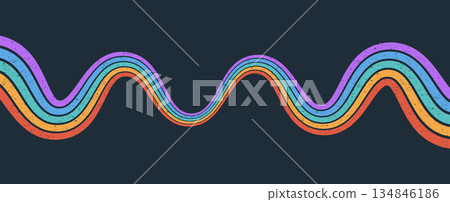 Groovy Stripe Rainbow Background 134846186