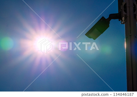 A new era for the urban landscape of Yokohama, Japan... Security cameras on street corners. At the end of the year... Security cameras are in the spotlight. Increasing needs... 134846187