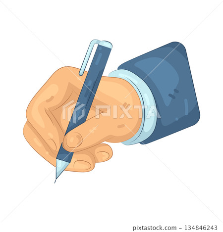 Illustration of hand holding a pen Illustration of hand holding a pen 134846243
