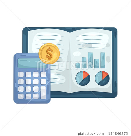 Illustration of accounting book with calculator Illustration of accounting book with calculator 134846273