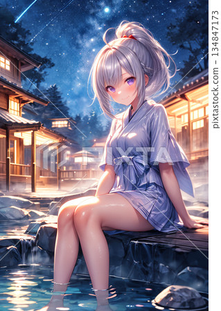 Hot Springs and Silver-Haired Girl 134847173