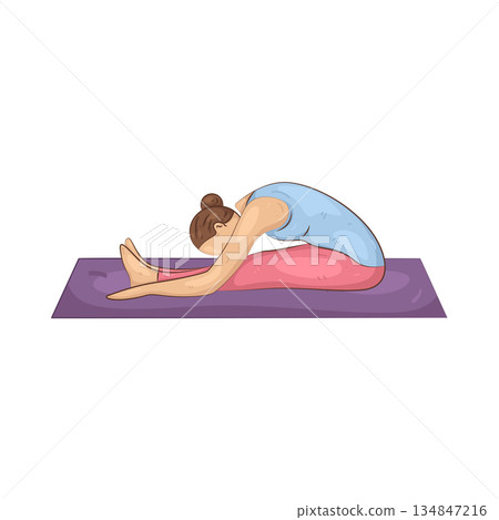 Illustration of Seated Forward Bend Pose Illustration of Seated Forward Bend Pose 134847216
