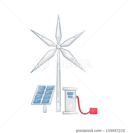 Illustration of hybrid renewable energy system Illustration of hybrid renewable energy system 134847220