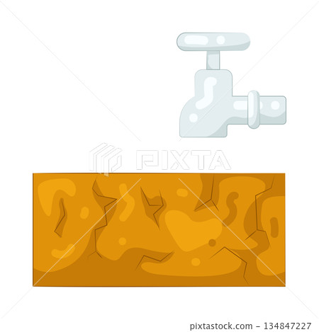 Illustration of Faucet Over Dry Cracked Ground Illustration of Faucet Over Dry Cracked Ground 134847227