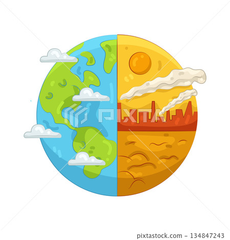 Illustration of climate change Illustration of climate change 134847243