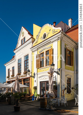 Historic Street View With Traditional Saxon Houses In Medias Romania 134848863