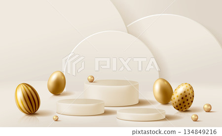 金蛋圓形產品展示架，復活節節日材料表廣泛的新聞和公告 134849216