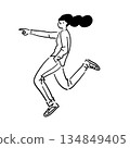 Pointing woman line drawing vector 134849405
