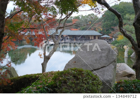 三溪園的園石與楓葉 三溪園的園石與楓葉 134849712