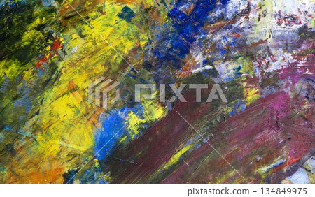 Abstract background of oil paints on an artist's palette Abstract background of oil paints on an artist's palette 134849975
