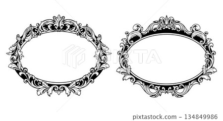 Ornate baroque flourish frame set Ornate baroque flourish frame set 134849986