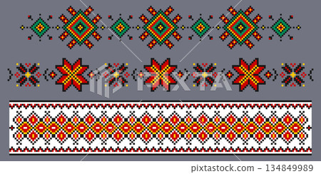 Ukrainian embroidery ornament set 134849989