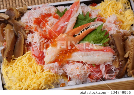 Snow crab and seafood chirashi bento Snow crab and seafood chirashi bento 134849996