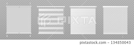 White window blinds set on transparent background 134850043